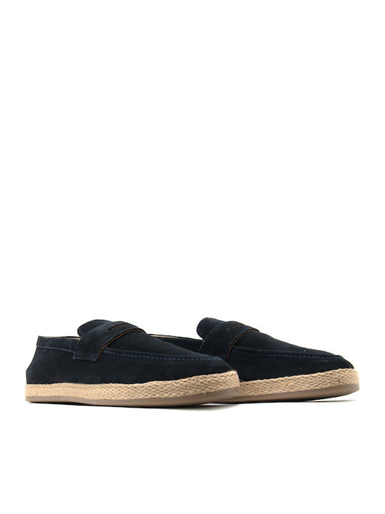Suede Men's Moccasins in Blue Colour