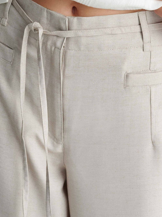 Women's Fabric Trousers Beige