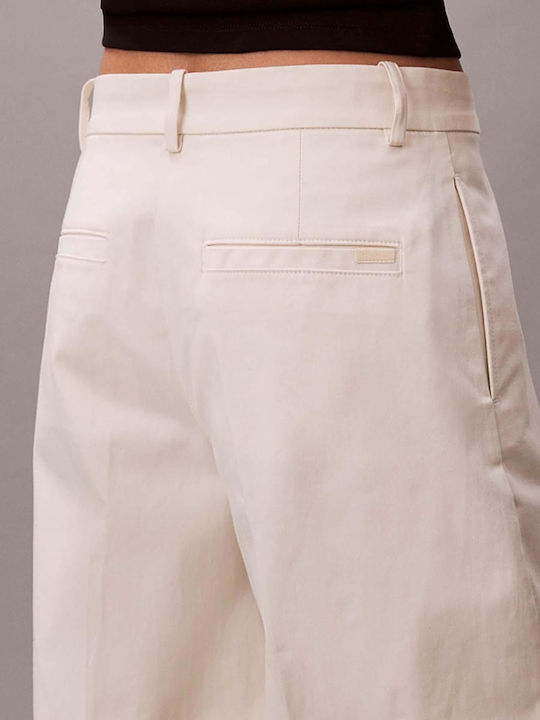 Damen Chino Hose Baumwoll-Set in Baggy Bein Stil Beige