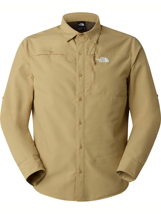 Long Sleeve Shirt in Regular Fit Khaki Stone
