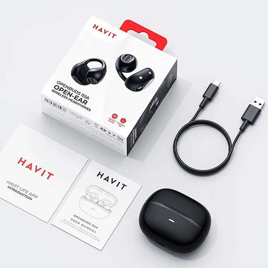 Havit OWS916 Open Ear Bluetooth Handsfree Earphones with Sweat Resistance and Charging Case Gray