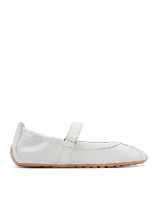 Leather Women's Ballerina Shoes in White Colour