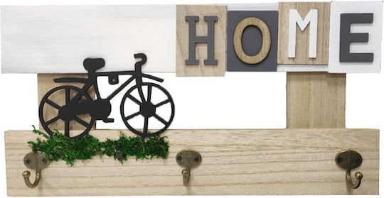 Κρεμάστρα Τοίχου Hanger Ξύλινη 3 Θέσεων Καφέ 38x19.5cm