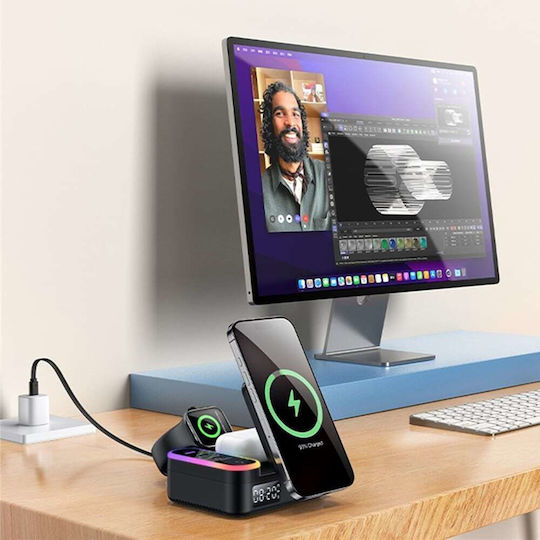 Yesido Charging Base with USB-A Port and 2 USB-C Ports and USB-C Cable 65W in Black Color (DS38)