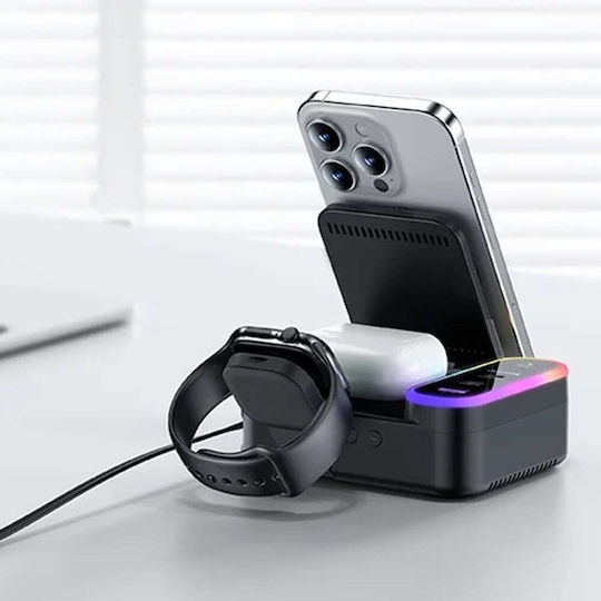Yesido Charging Base with USB-A Port and 2 USB-C Ports and USB-C Cable 65W in Black Color (DS38)
