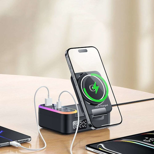 Yesido Charging Base with USB-A Port and 2 USB-C Ports and USB-C Cable 65W in Black Color (DS38)