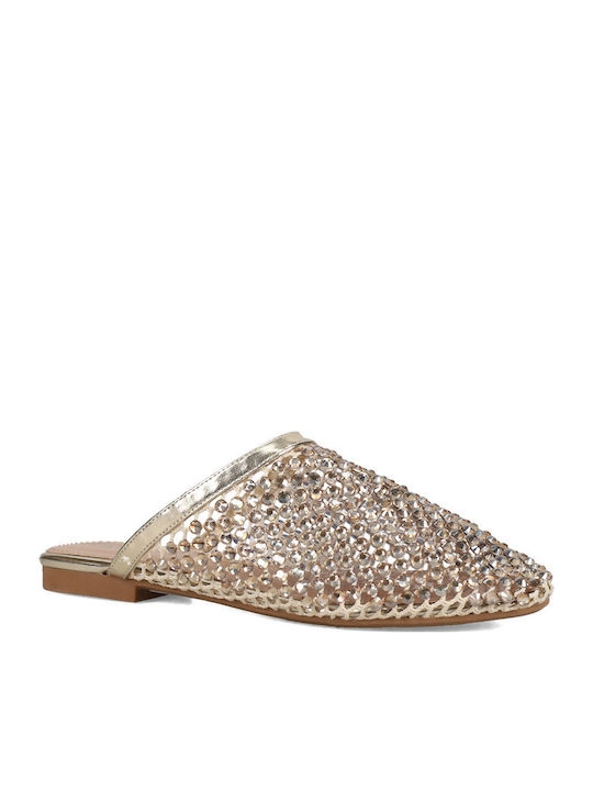 Mules with Heel in Gold Colour