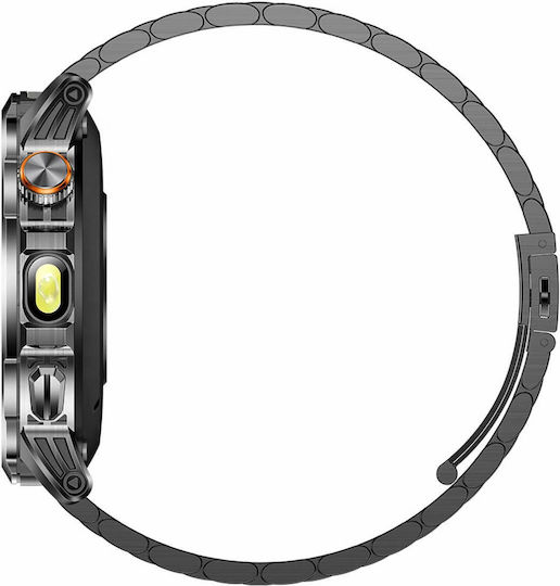 Microwear AK95 Smartwatch mit Herzfrequenzsensor (Schwarz Stahl)