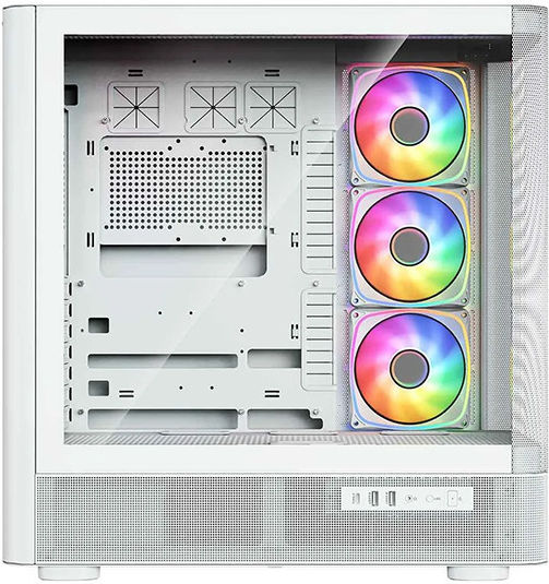 Modecom Volcano AQ500 Gaming Midi Tower Κουτί Υπολογιστή με Πλαϊνό Παράθυρο και ARGB Φωτισμό Λευκό