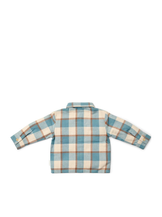 Tricou Pentru Copii Mânecă Lungă Stone Blue Check