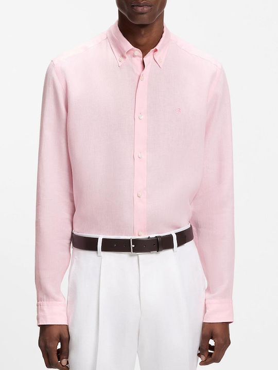 Boss Λινό Πουκάμισο Lightpink
