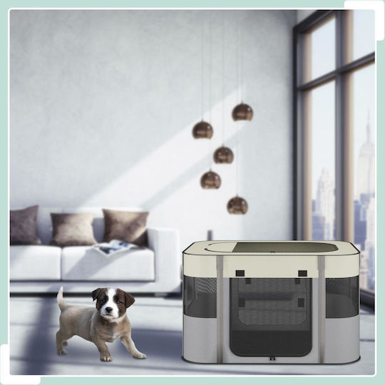 Relaxdays Foldable Indoor & Outdoor Dog Cat Park XL 60 X 90 X 68 Cm Black Grey Beige