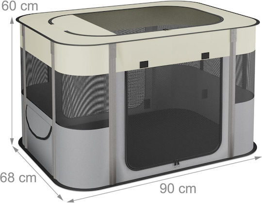Relaxdays Foldable Indoor & Outdoor Dog Cat Park XL 60 X 90 X 68 Cm Black Grey Beige