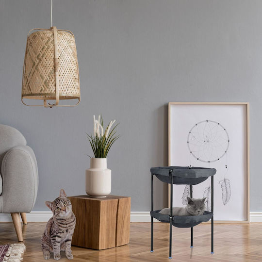 Κρεβάτι Γάτας Υπερυψωμένο Relaxdays Cat Hammock Bed 2 Tiers Μαλακή Αιώρα 2 Επιπέδων Grey Black 10050959