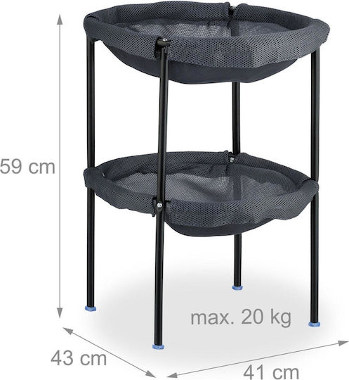 Κρεβάτι Γάτας Υπερυψωμένο Relaxdays Cat Hammock Bed 2 Tiers Μαλακή Αιώρα 2 Επιπέδων Grey Black 10050959