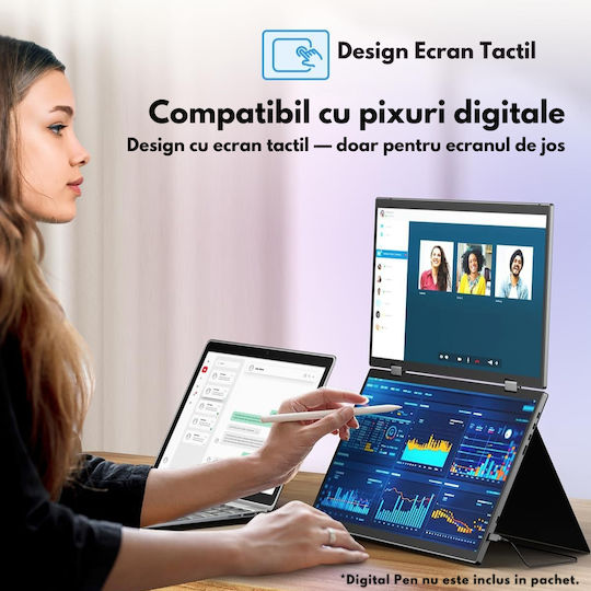 Qova IPS Touch Monitor Portabil 15.6" FHD 1920x1080 Alb