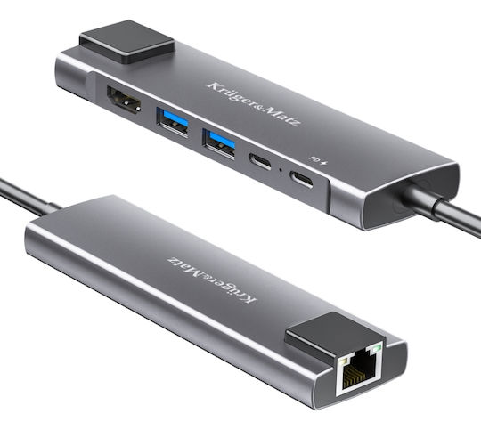 Kruger & Matz USB-C Лаптоп Докинг Станция с HDMI 4K PD Сива (KM0391.2)