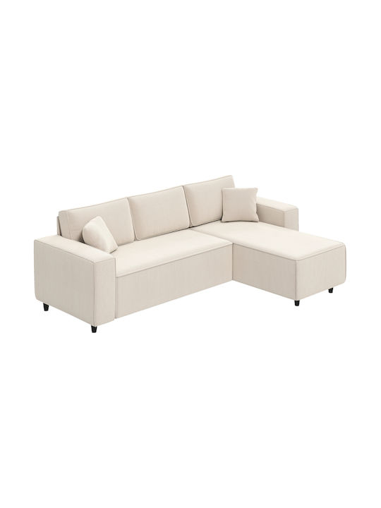 Ecksofa mit Rechteckecke Samt Weiß Creme 241x153x83cm