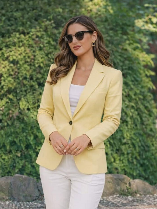 CM Damen Tailliertes Blazer mit Pailletten Gelb