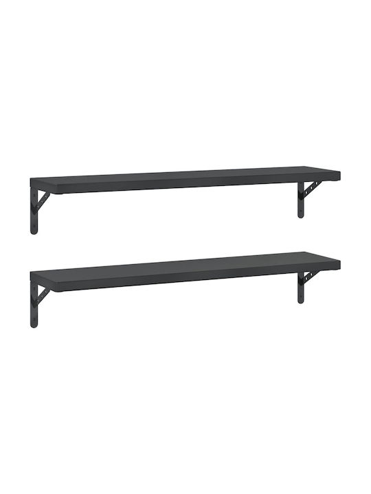 Black Wall Shelves (2 Pieces) 100x23.5cm