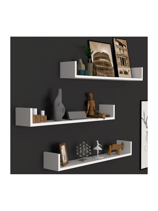 Tyrion White Wall Shelves (3 Pieces) 90x15x12cm