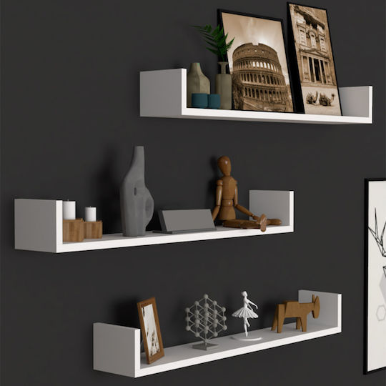 Tyrion White Wall Shelves (3 Pieces) 90x15x12cm