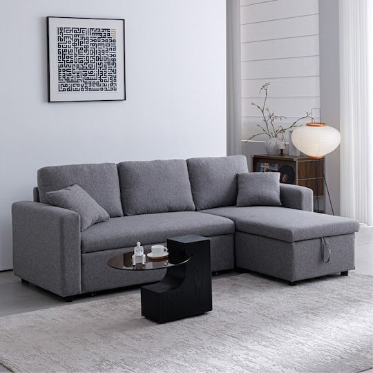 Kamore Colțar Canapea Pat cu Unghi Reversibil și Spațiu de Depozitare Gri 223x146x85cm