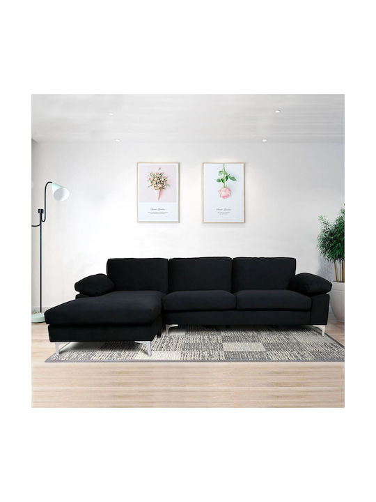 Alex Corner Sofa with Right Corner Black 264x132x75 cm