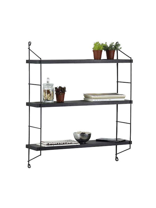 Shelf Wall Elmira Black Velvet-Black Metal 67x15x56cm