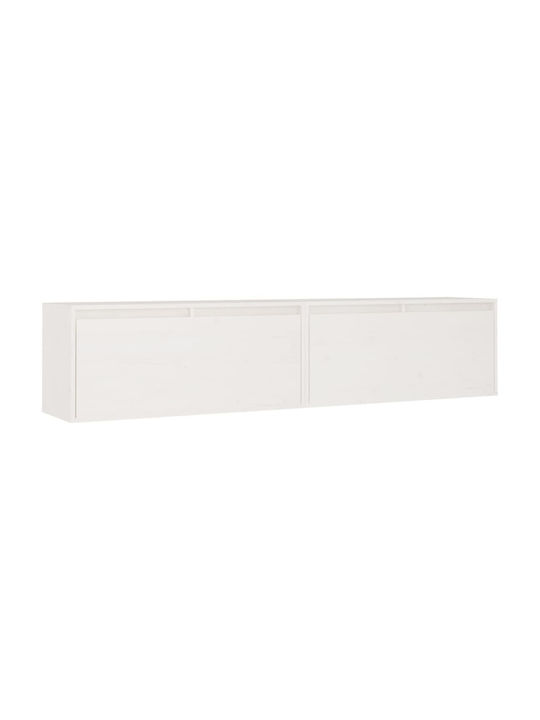 Hanging Living Room Cabinet Made of Solid White Wood 80x30x35cm