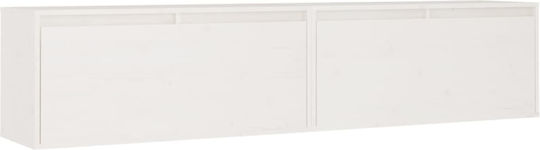 Hanging Living Room Cabinet Made of Solid White Wood 80x30x35cm