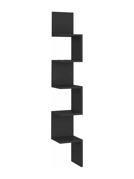 Corner Shelf Wall Black Velvet-Black Metal 20x20x127.5cm