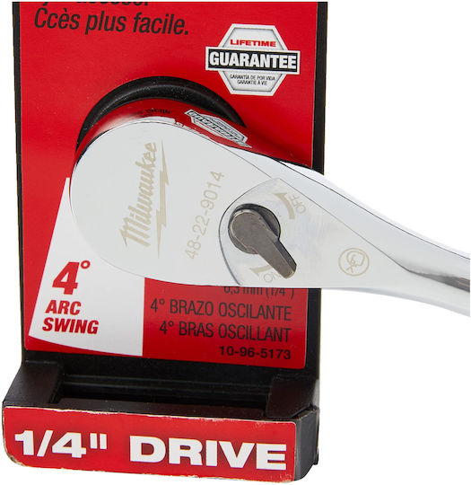 Milwaukee Chei cu clichet 90 Dinti cu Patrat 1/4" Lungime 15.2cm.