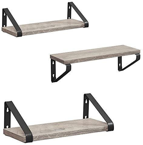 Ράφια (3τμχ) 40x12x11εκ. Γκρι Μαύρο Ράφια (3τμχ) 40x12x11εκ. Γκρι Μαύρο