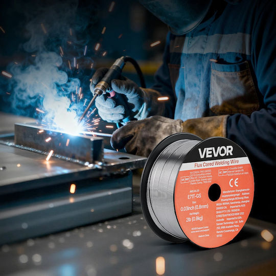 Σύρμα Συγκόλλησης Vevor Flux Core Mig E71t-gs 0,8mm 0,9kg Αέριο Χωρίς Αέριο Συγκόλληση Ήπιου Χάλυβα Χαμηλή Εκτόξευση Συγκόλληση Τόξου Όλες Τις Θέσεις Αυτοπροστατευόμενο Εξωτερική Χρήση Συσκευασία 3 Ρολών