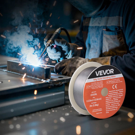Компактна Заваръчна Тел Mig Vevor Er308l 0,8mm 0,9kg Заваръчна Тел От Неръждаема Стомана Ниско Пръскане Високо Захранване Газова Заварка За Всички Позиции