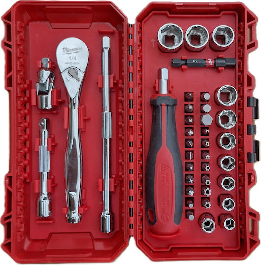 Milwaukee Set de chei tubulare și clichet 1\4" 38buc
