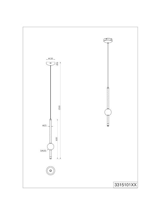 Trio Lighting Κρεμαστό Φωτιστικό Κίτρινο 110x150εκ.