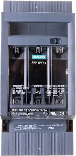 Siemens Fuse Disconnector 3p 160a Nh000 Mounting On 60mm Rails 3np1123-1bc20
