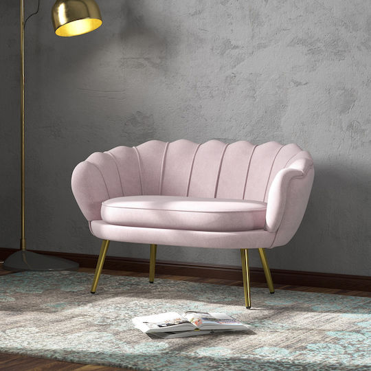 Canapea Cu Două Locuri Catifea Roz 130x77x77cm
