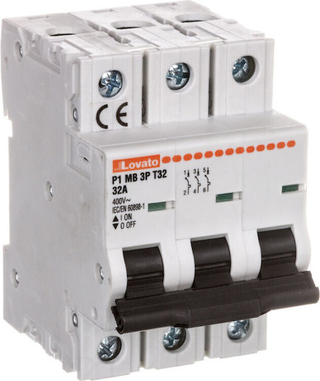 Lovato Electric Automatic Circuit Breaker 32A Triple-pole AC P1MB3PT32