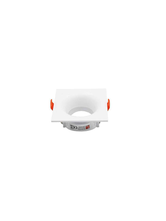 Adeleq Square Metallic Frame for Spot GU10 White 8.6x8.6cm. 1pcs