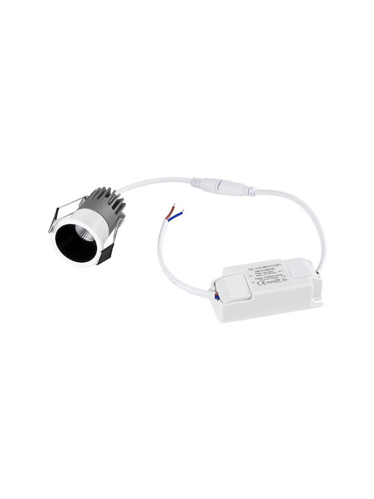 kelvo Metallic Recessed Spot with Built-in LED and Natural White Light White 4x4cm