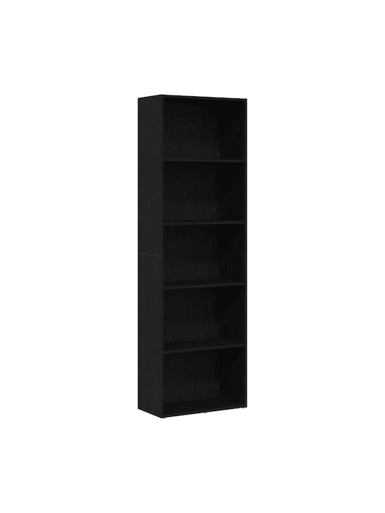 Bibliotecă Neagră Stejar 60x30x189 cm