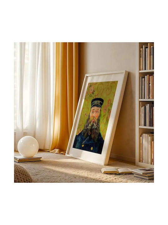 Poster Van Gogh Postman Art114 50cm X 70cm Κορνίζα Φυσικό Ξύλου Μπεζ