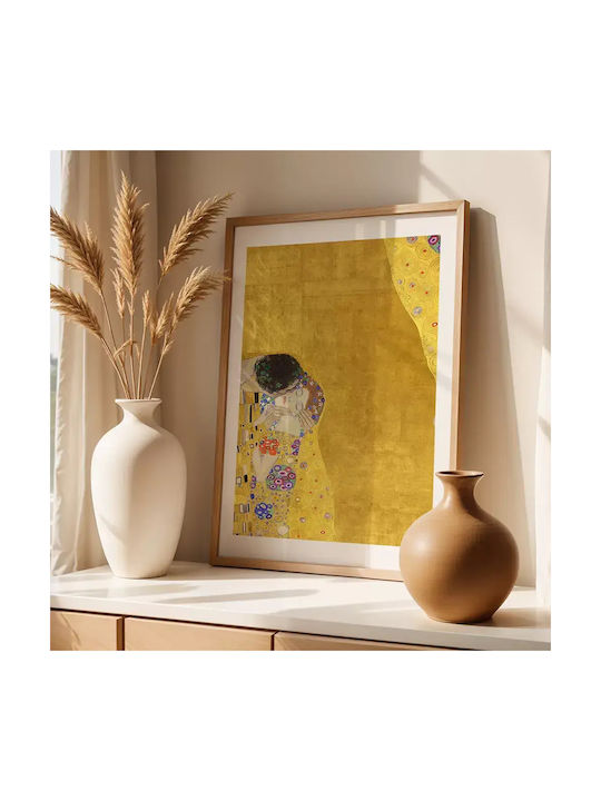Poster Gustav Klimt Kiss Art155 50cm X 70cm Natural Wood Frame Beige