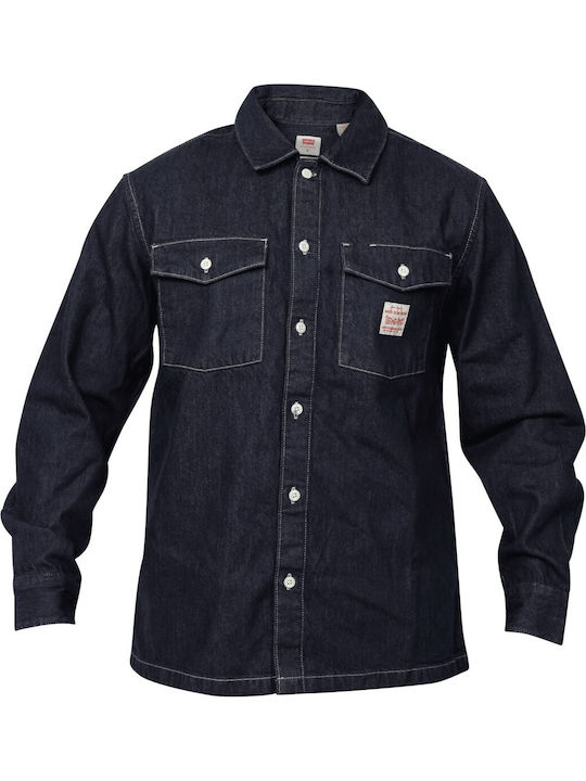 Worker Long Sleeve Cotton Shirt Dark Blue
