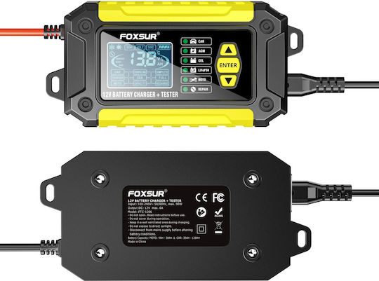 Foxsur Φορτιστής Μπαταρίας Αυτοκινήτου 12V 6A