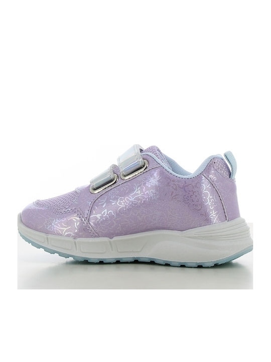 Παιδικά Sneakers Ανατομικά με Σκρατς & Φωτάκια Λιλά