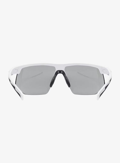 Uvex Cycling Glasses With White Frame And Mirror Transparent Photochromic Lenses